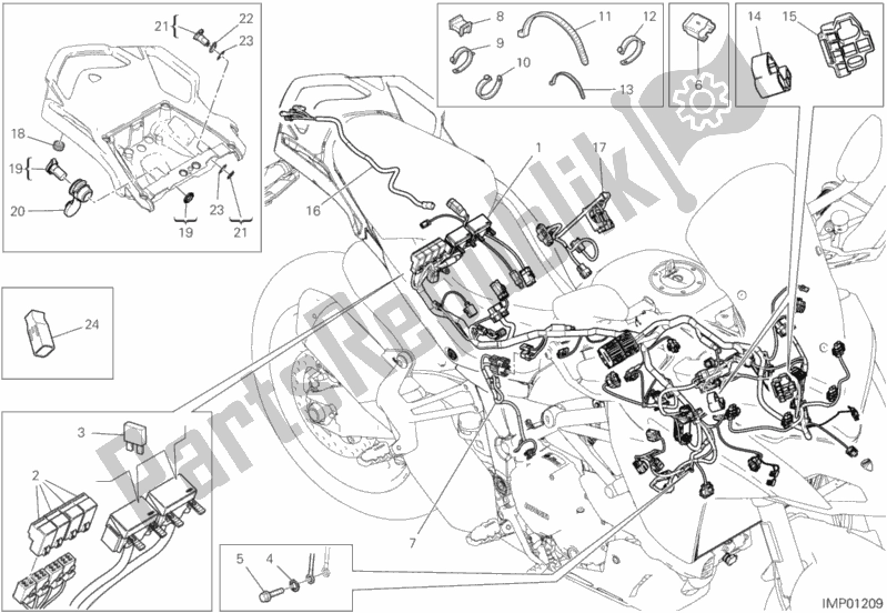 All parts for the Wiring Harness of the Ducati Multistrada 950 USA 2019